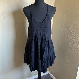 Black handkerchief racer zip-up back mini dress Medium